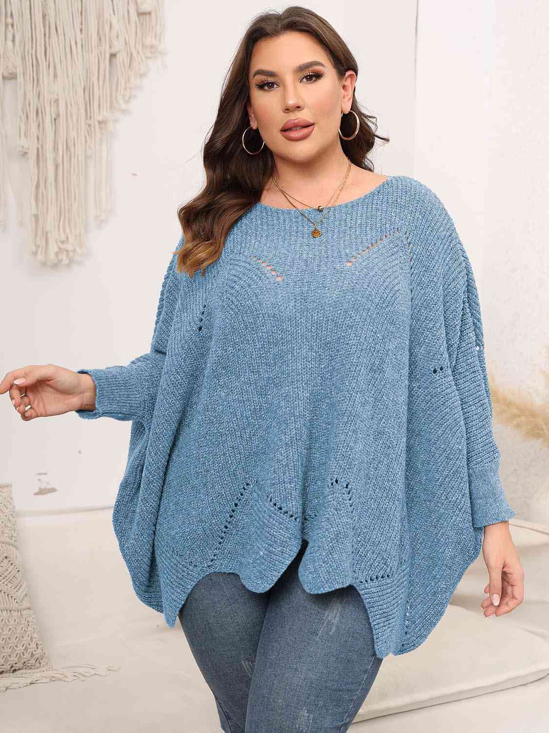 Round Neck Batwing Sleeve Sweater