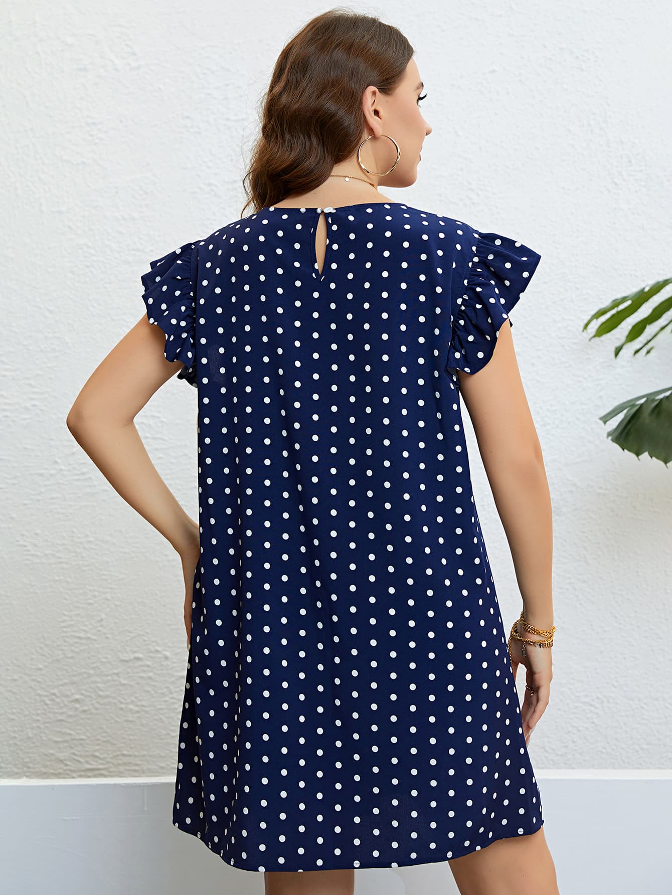 Polka Dot Round Neck Dress