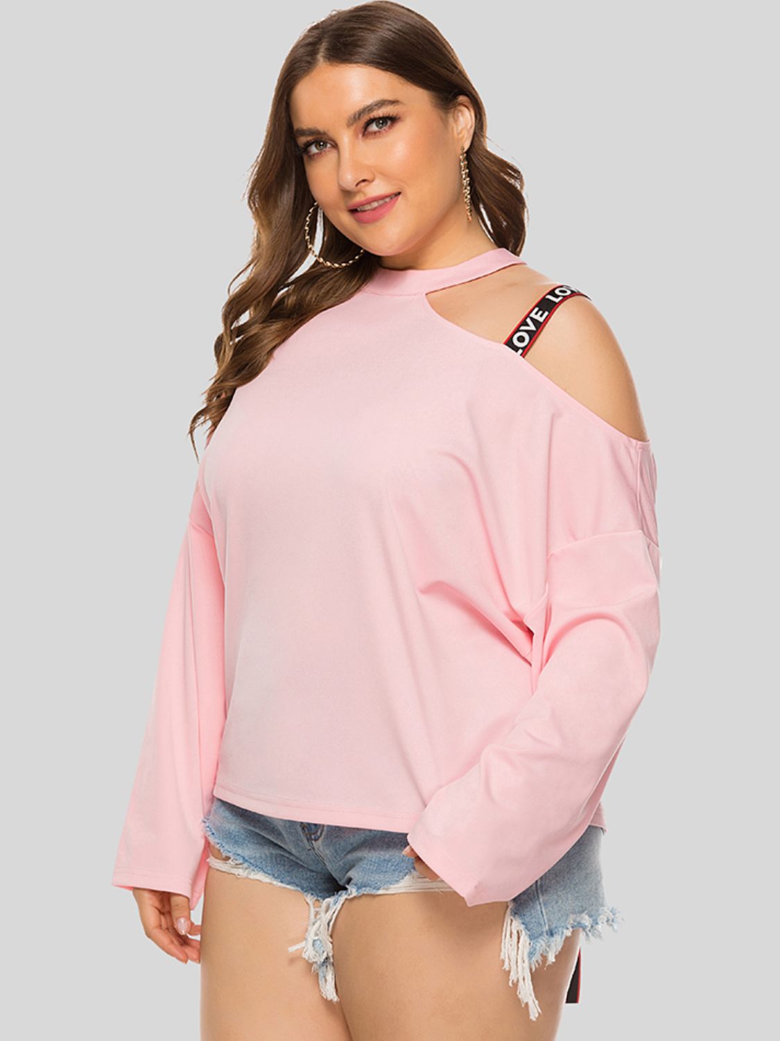 Cold-Shoulder Round Neck Blouse