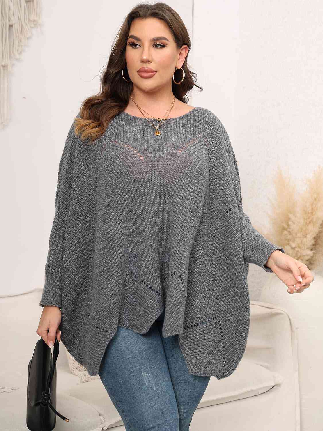 Round Neck Batwing Sleeve Sweater