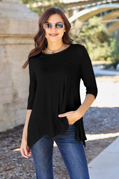 Round Neck Pocketed T-Shirt