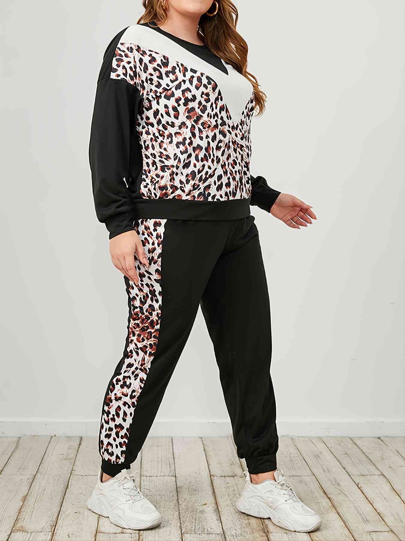 Leopard Sweatshirt and Sweatpants Set