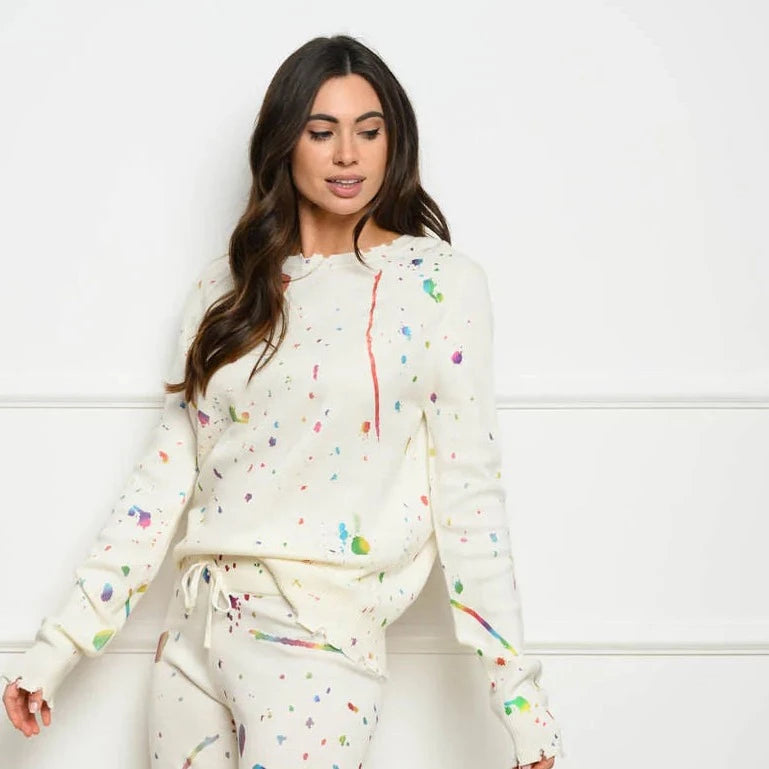 Long Sleeve Paint Splatter Sweater